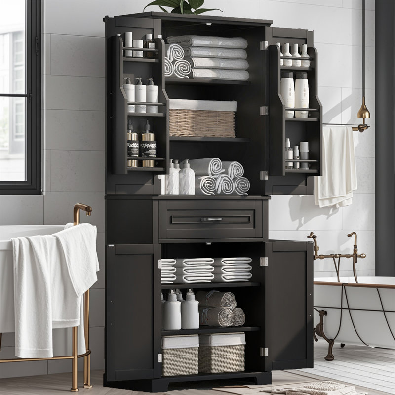 Terrazzo Multi-Functional Bathroom Storage Cabinet – Adjustable Shelves, Ample Space, Easy Installation  Product Description