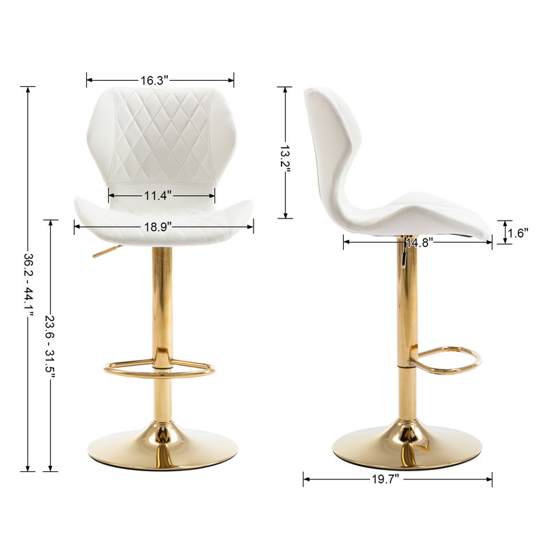 Tierone Upholstered Swivel Adjustable Height Counter Stool with Metal Frame, Modern Velvet Counter Stool, Cream, Gold