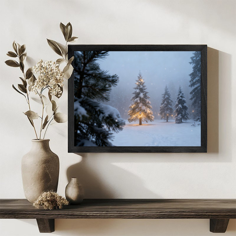 Art mural rétro noir encadré forêt de cèdres de style rétro, impressions encadrées, H 17 po x l 25 po