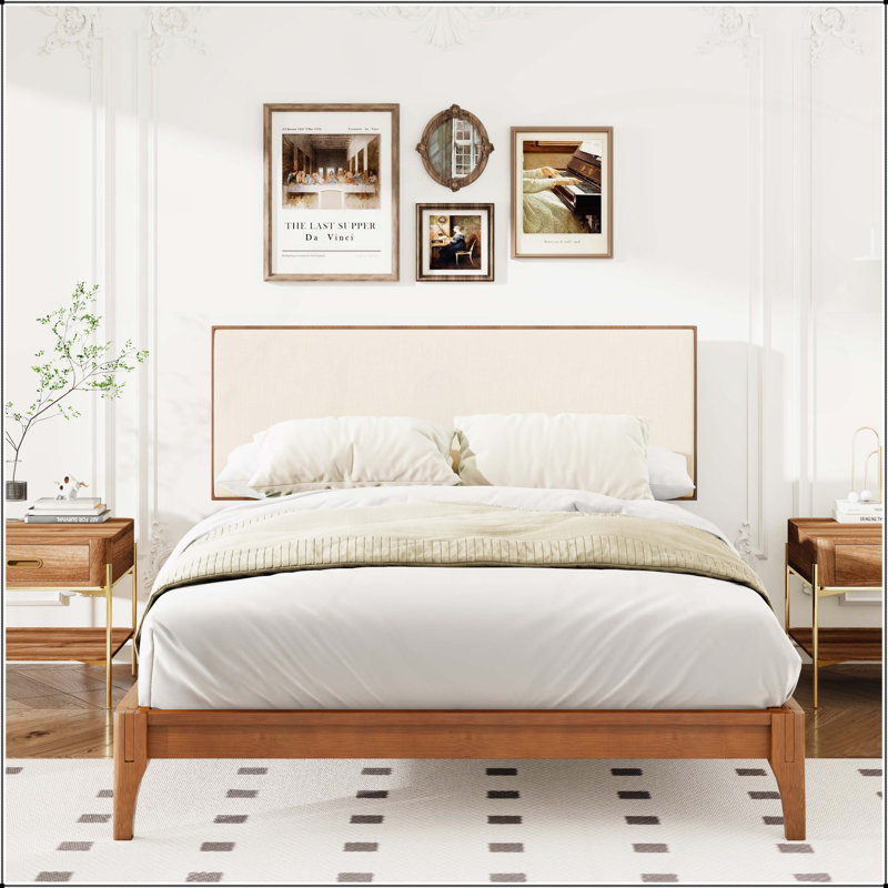 Tête de lit réglable en bambou, Beige, Grand