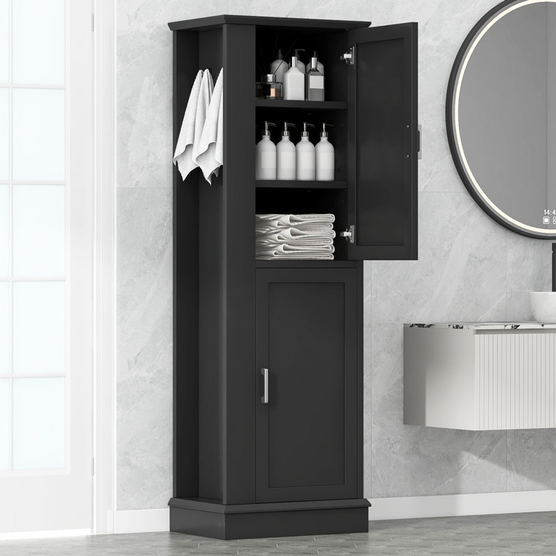 Tall Bathroom Storage Cabinet, Black