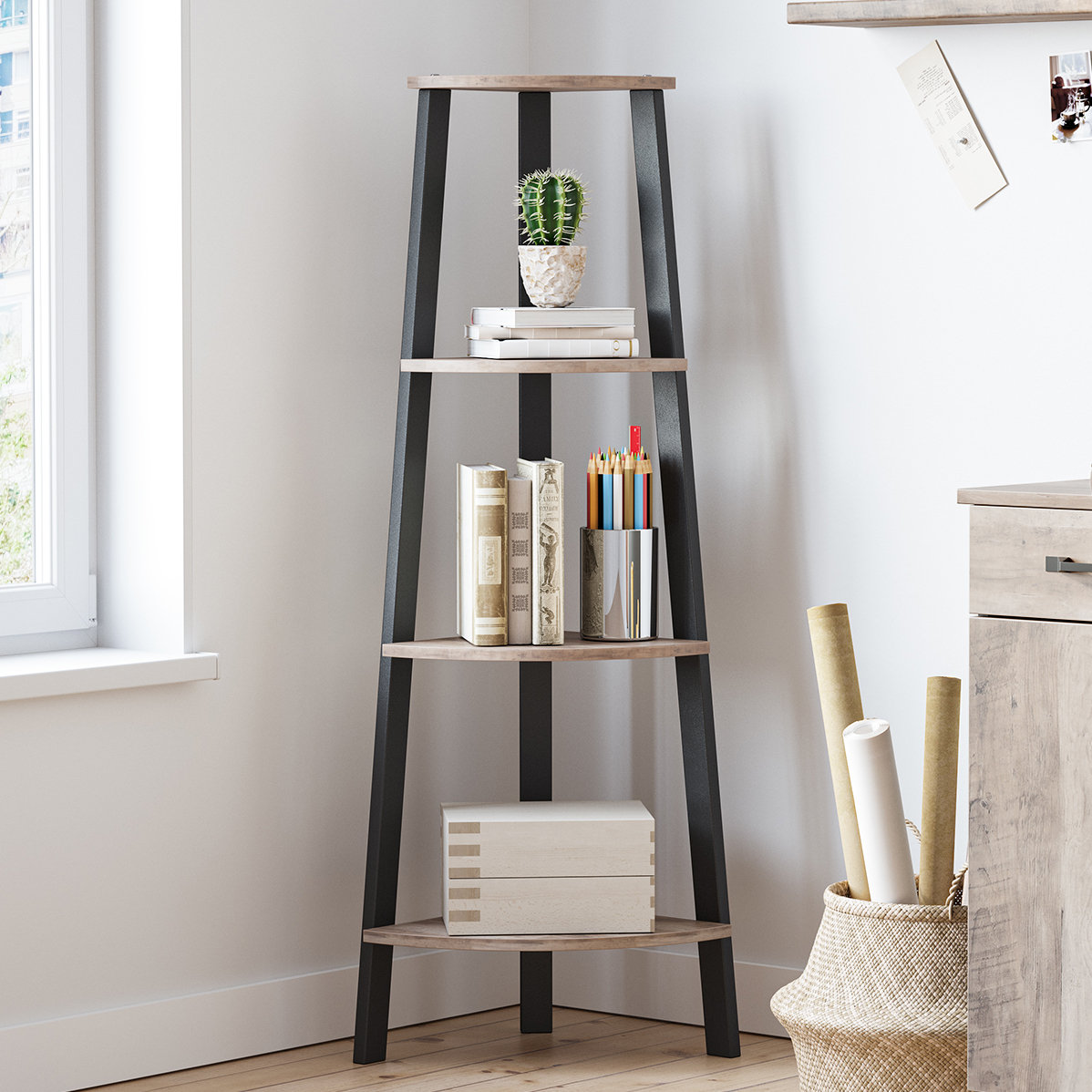 Gracie Oaks Drumm Corner Bookcase & Reviews Wayfair