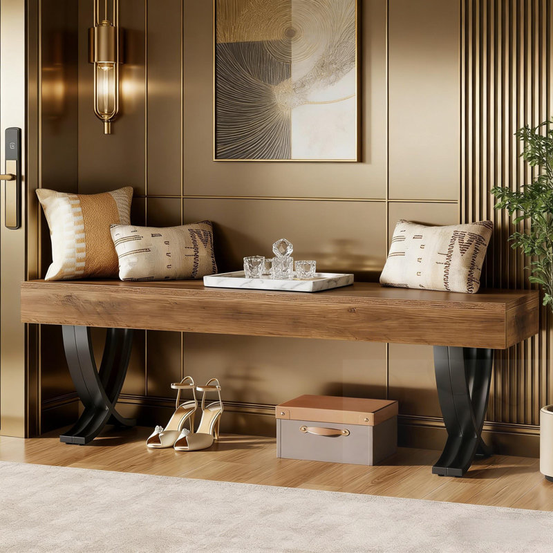 Banc en bois avec pieds en métal