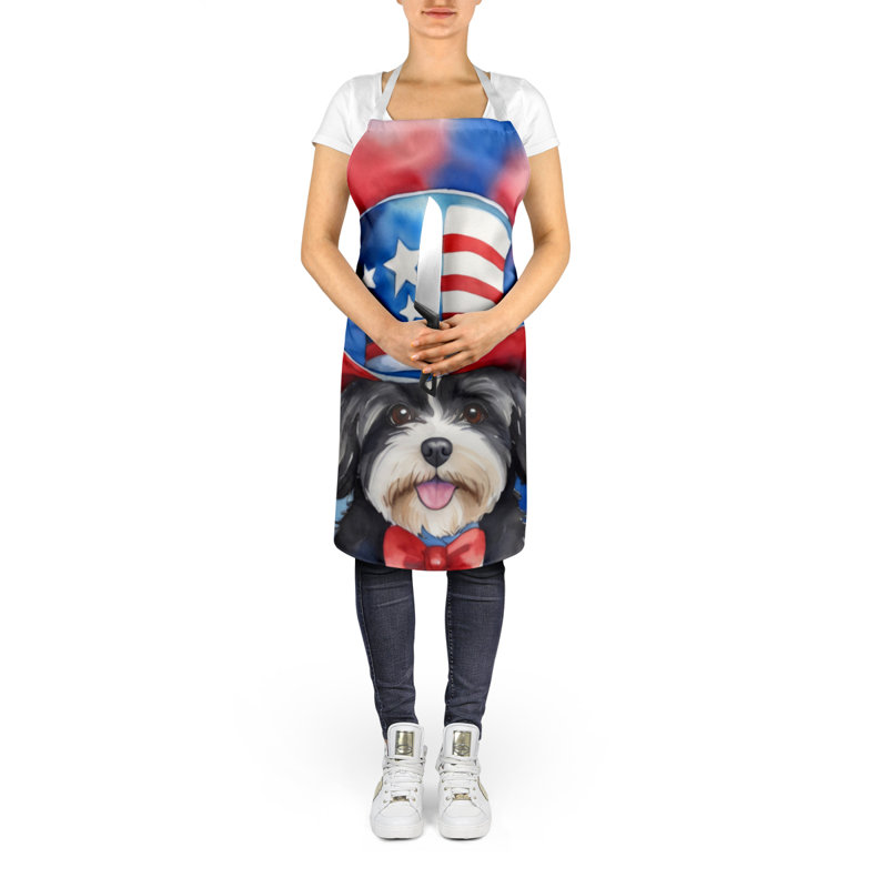 Patriotic American Apron, Black/White Havanese