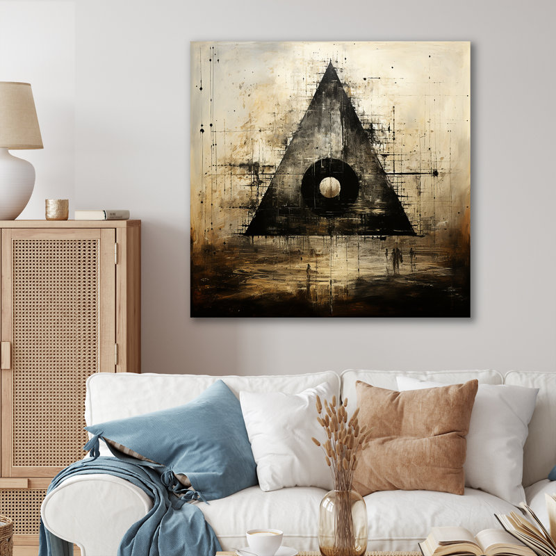 «Minimalisme beige et noir», impression sur toile, Toile tendue, H 24 po x l 24 po x P 1 po