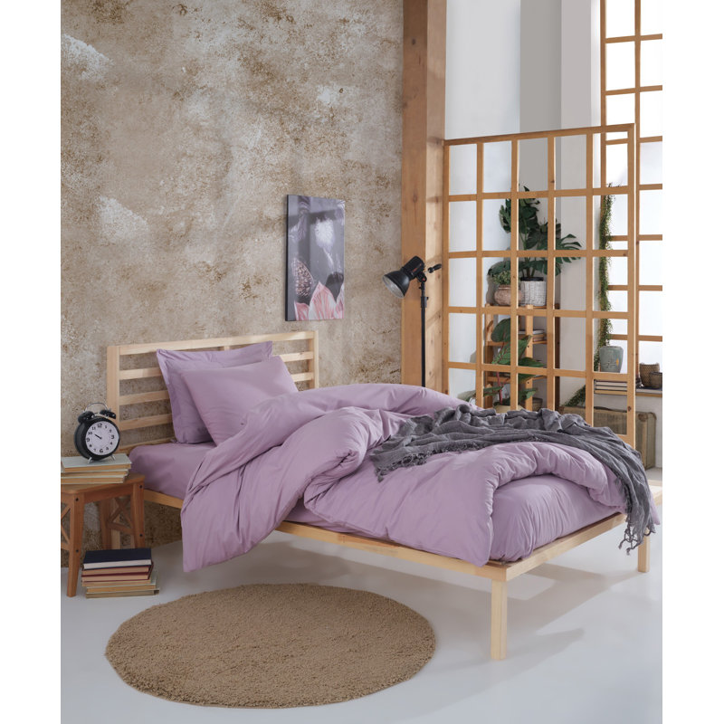 Ensemble de housse de couette 100% coton, Housse de couette 63 "x 87" + 1 taie d'oreiller st, Lilas