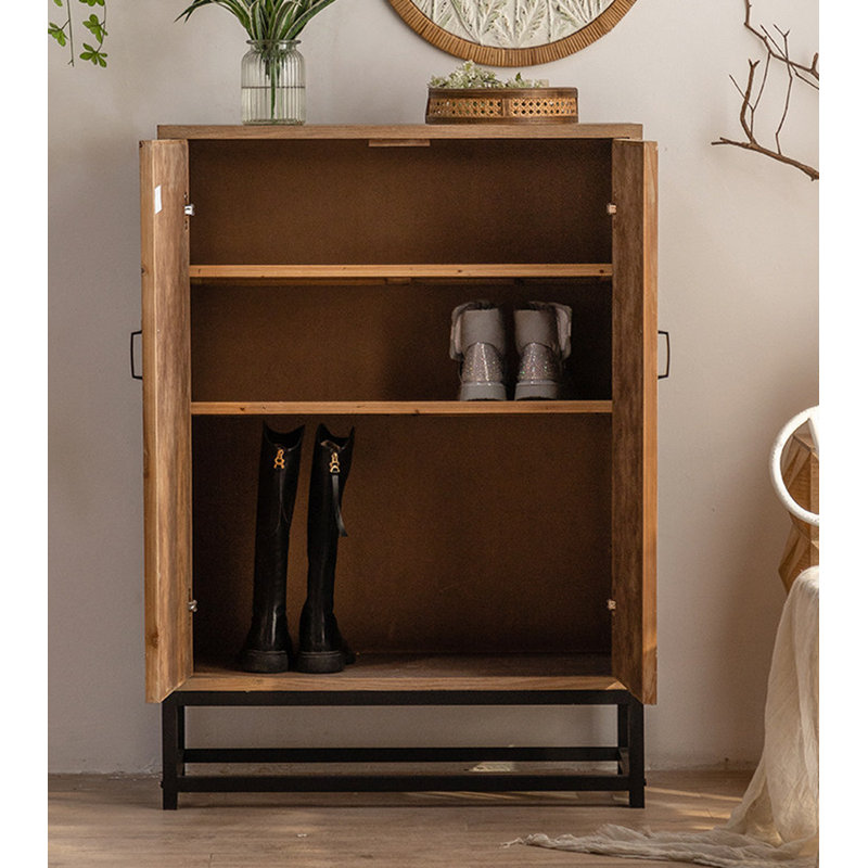 Nouvelle armoire à chaussures en bois massif à chevrons vieillis de style chinois