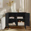 Buffet de ferme durable avec rangement cloisonné et portes en rotin pour une vie organisée-2095029276