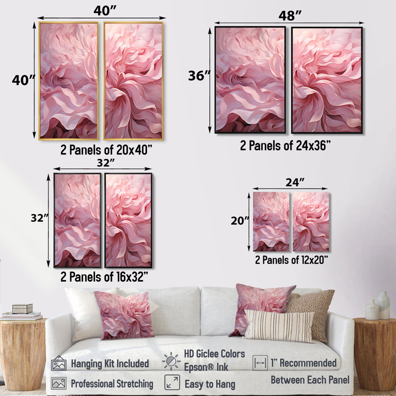 «Rose Tender Twirl Spiral», art mural sur toile rose, Impression encadrée flottante sans passe-partout, H 40 po x l 40 po
