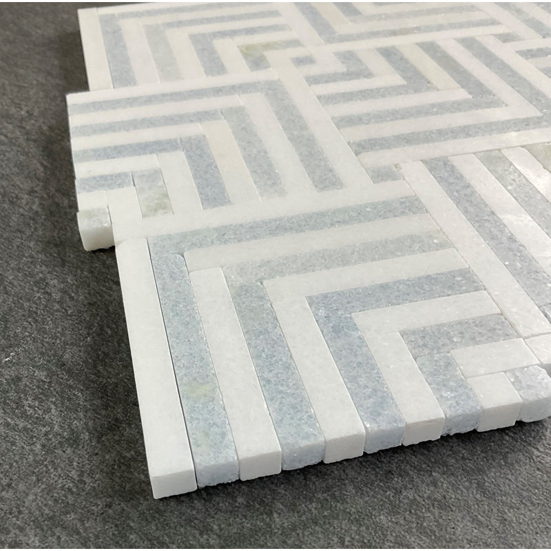 Celeste and Marble Mosaic Wall Tile