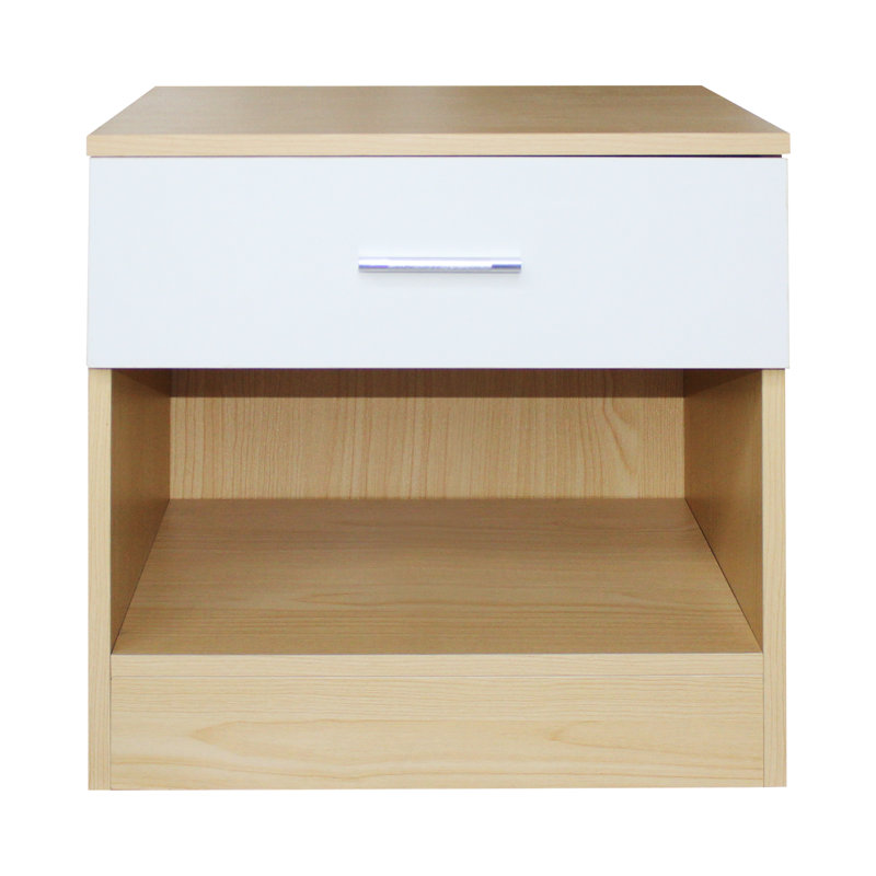 45 cm W Bedside Table, Oak/White