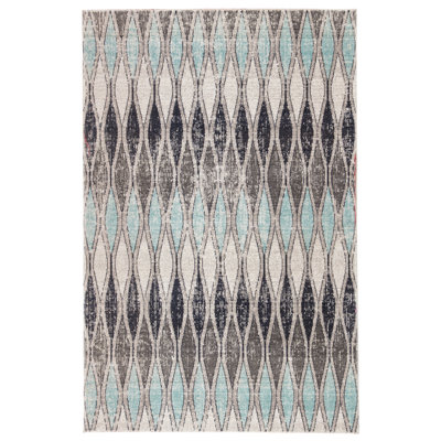 Tapis intérieur / extérieur géométrique gris / bleu Jaipur Living Norwich (8 pi 10 po x 12 pi)