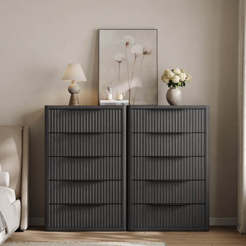 Commode à 5 tiroirs Modern, Aulne gris foncé