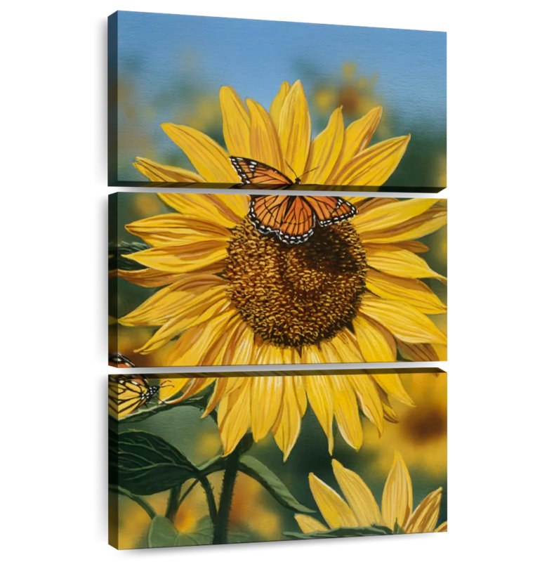Harnek, tournesols, papillons, saison estivale, H 38 po x l 24 po