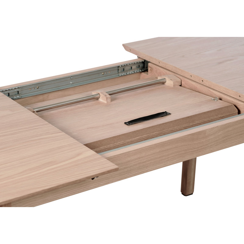 Extendable Oak Solid Wood Base Dining Table, WHITE PIGMENTED OAK