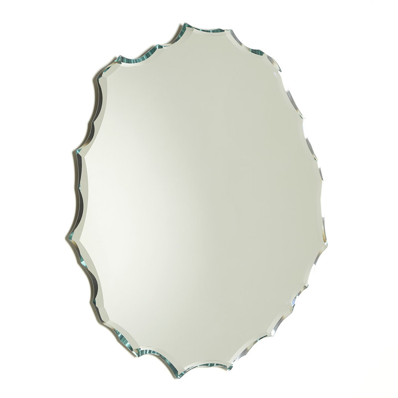 Asymmetrical Silver Beveled Accent Wall Mirror, 34.5''