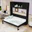Grand lit escamotable avec armoires de rangement, noir-534152783-534152781