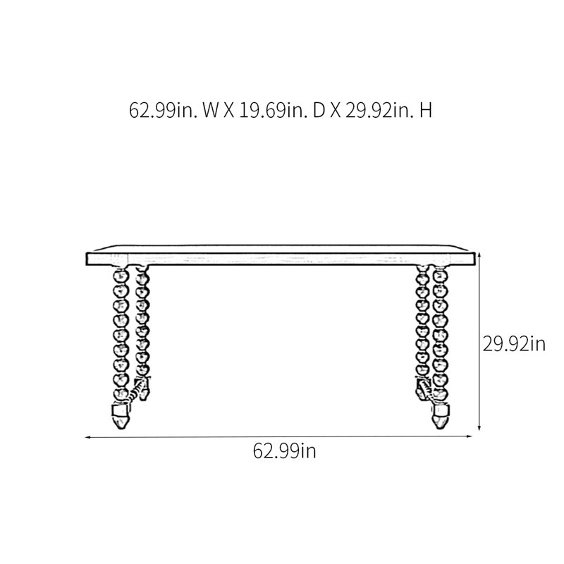 Console rétro minimaliste, H 29,92 po x l 62,99 po x P 19,69 po