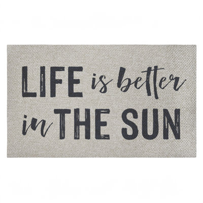 Life Better In The Sun Outdoor Door Mat, design by Lettered and Lined, 18"x30"