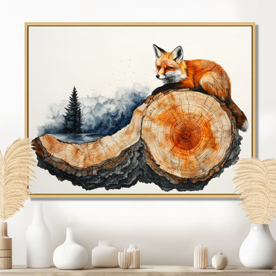 Getta Silent Fox By The Lake Landscape I - Fox Canvas Wall Art