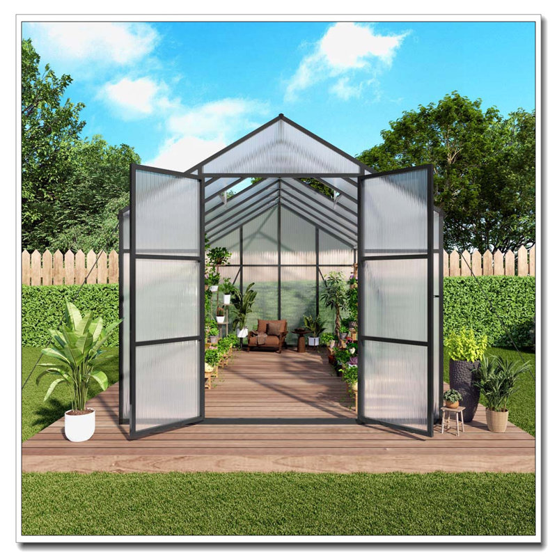 Newly marketed Gain height windproofaluminum greenhouse 8x14 FT Polycarbonate Greenhouse Raised Base and Anchor Aluminum Heavy Duty Walk-in Greenhouses for Outdoor Backyard in All Season