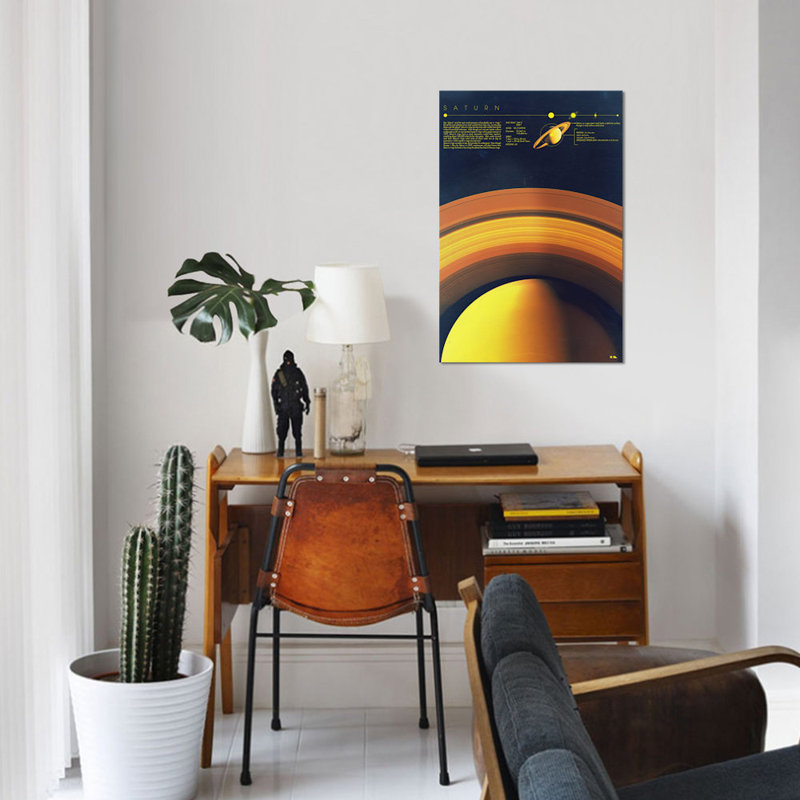 2046 Design «Saturn» - Impression sur toile tendue, H 18 po x l 12 po x P 1,5 po, Toile tendue, Pas de tapis
