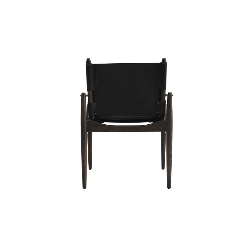 Journey Leather Dining Chair, Crystal Black, Saddle Leather Black, Natural Oak