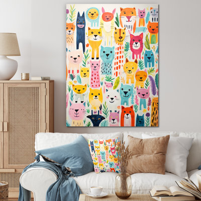 Nursery Colourful Animal Pattern I - Animal Nursery's Wall Art
