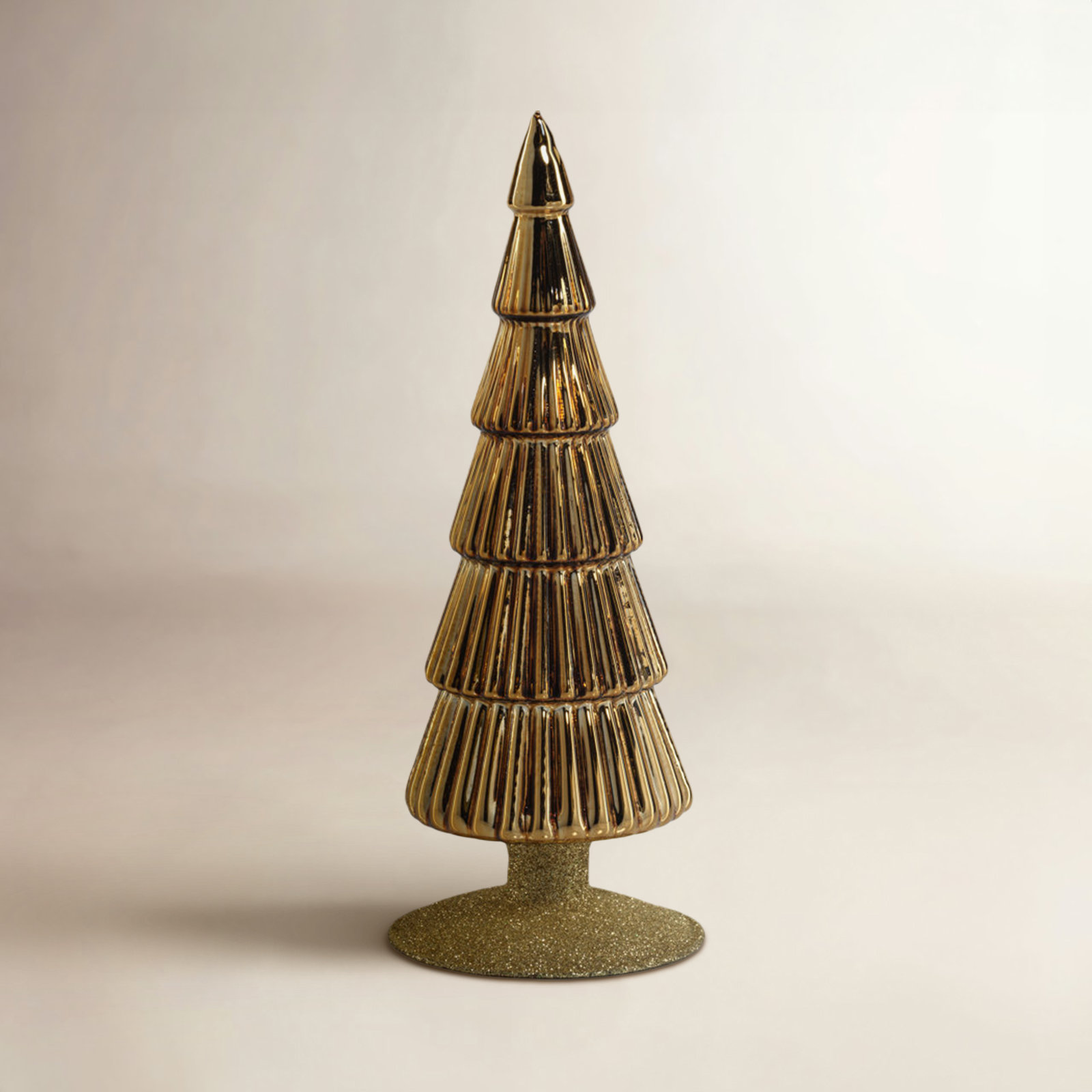 Halette Christmas Tabletop Tree, 9.5" H x 3.5" W x 3.5" D, Gold