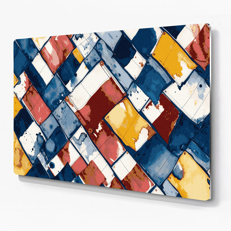 «Nautical Ships drapeaux», art mural en métal mauve, H 11 po x l 14 po