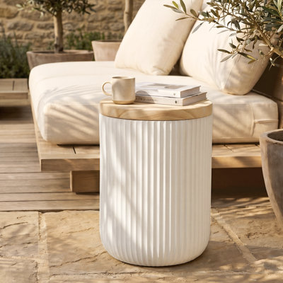 Table d'appoint en faux pierre avec rangement