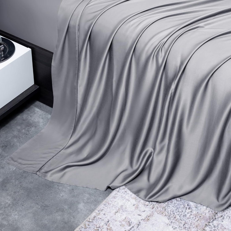 100% Rayon from Bamboo Sheet Set, 16" Deep Pocket Cooling Silky Soft Bed Sheets, Gray