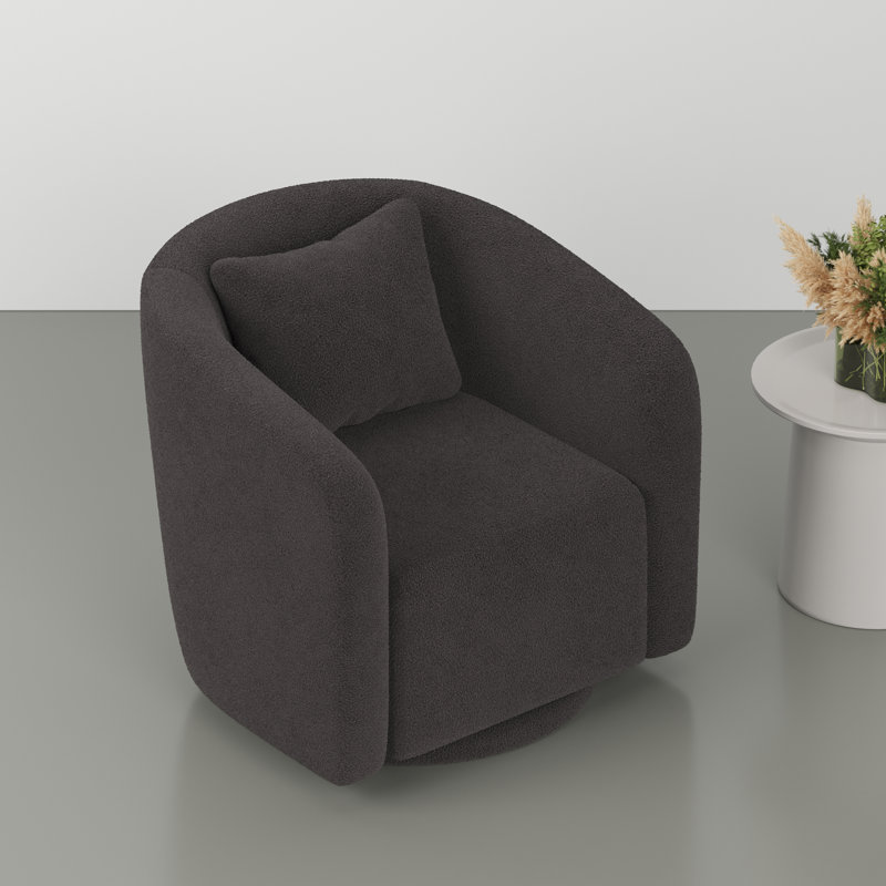 Bashar Upholstered Swivel Barrel Chair, Dark Gray, 29.5" H x 31.1" W x 31.1" D