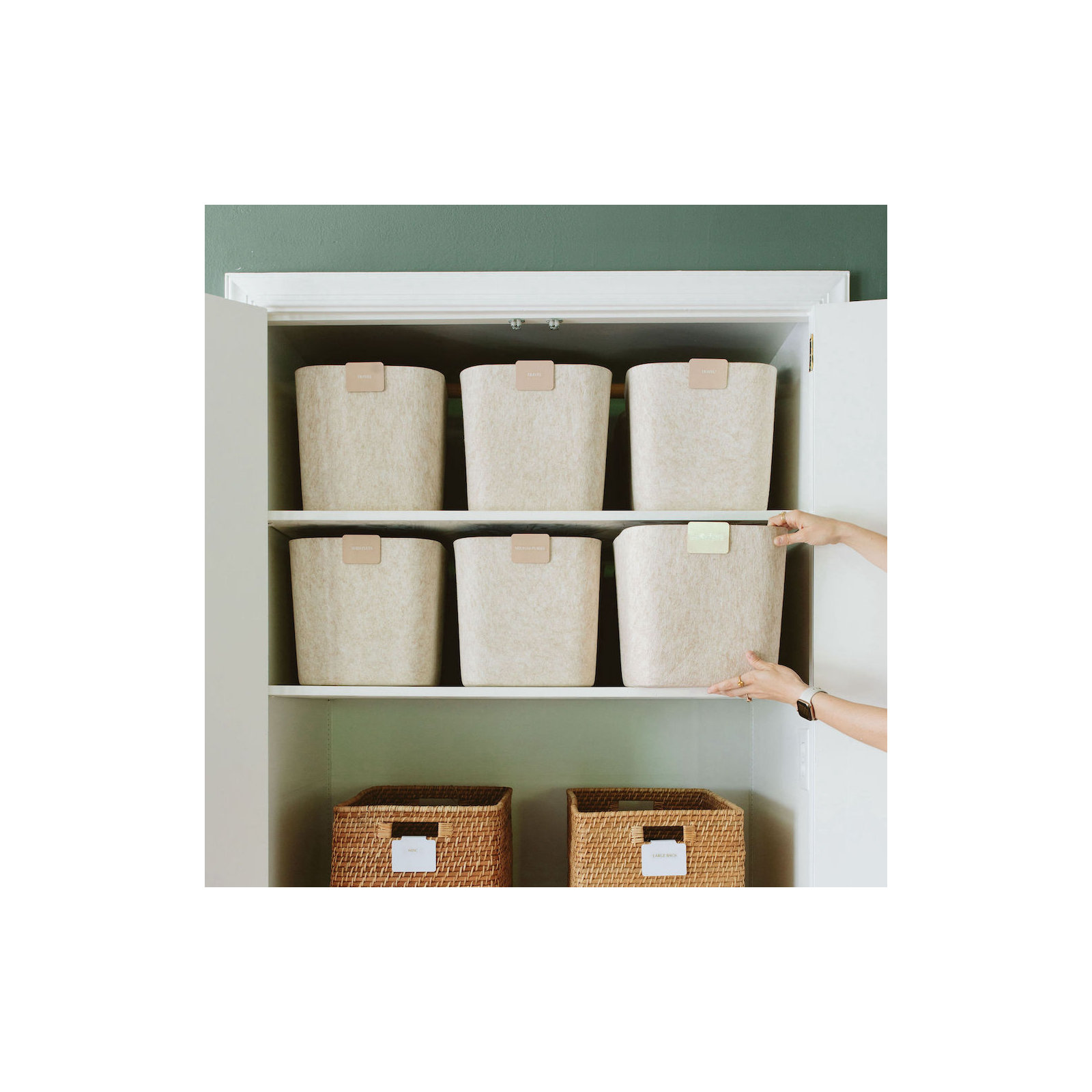 Sculpted Felt Storage Bin, Beige