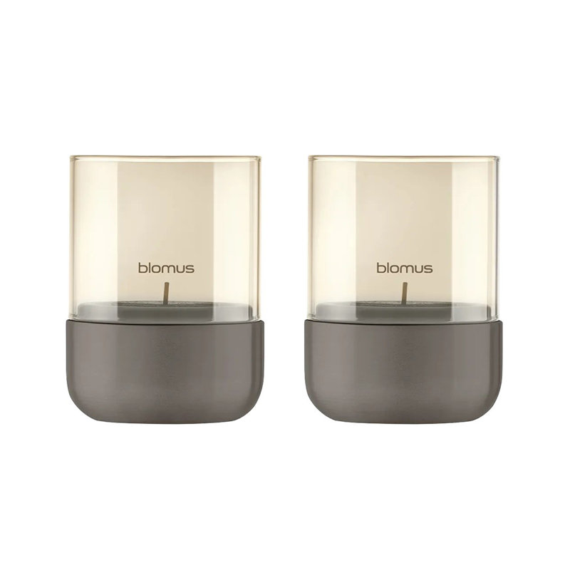 2 Piece Glass Set, Grey, 9.5 cm H x 7 cm W x 7 cm D