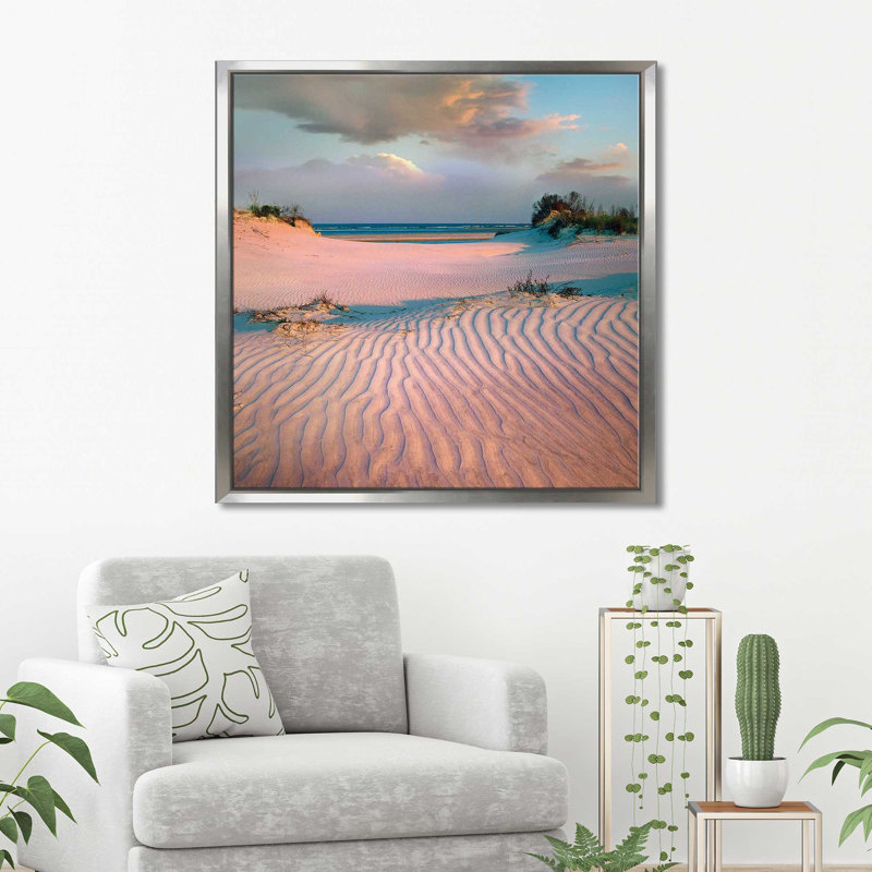 «Little Talbot Island» (imprimé carré), Cadre flottant argent, H 39,5 po x l 39,5 po x P 2 po