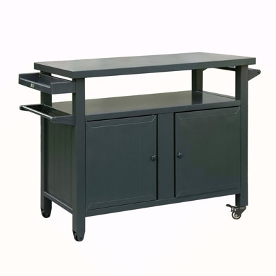 Grill Carts Outdoor Storage Cabinet With Wheels, Metal Outdoor Grill Table Kitchen Dining Table Cooking Prep BBQ Table For Patio, Kitchen Island, Home Party, Bar