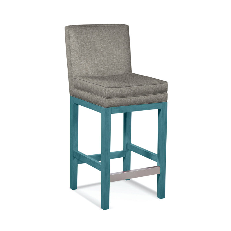 Upholstered Stool, Black Finish, Basic Grey; 0317-83