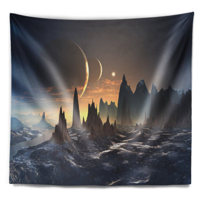 Planète extraterrestre avec tapisserie de montagnes