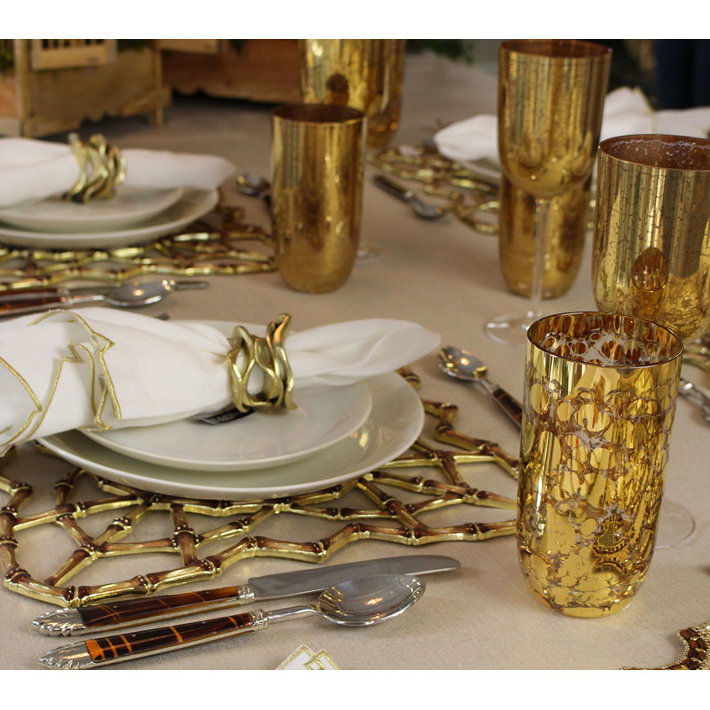 Divot Linen Napkin, White/Gold