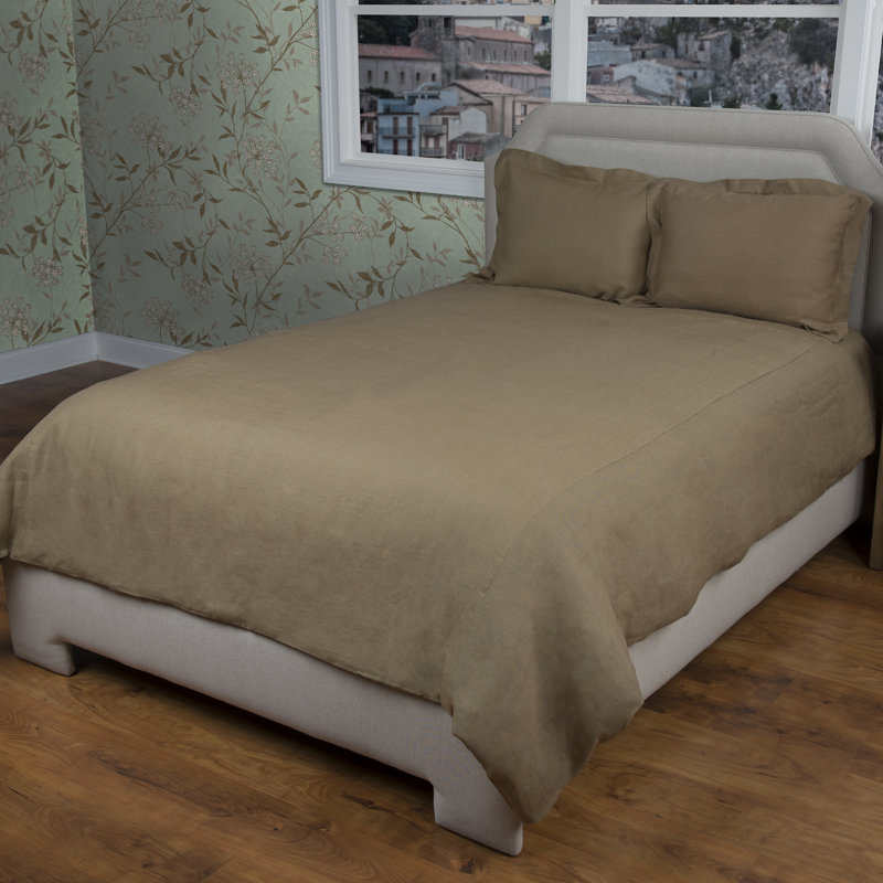 Covington Modern & Contemporary Linen Duvet Cover, King Duvet Cover, Khaki