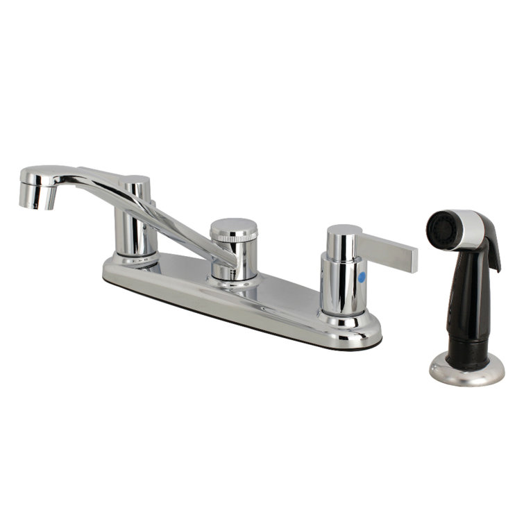 Kingston Brass NuvoFusion Two-Handle 4-Hole 8" Centerset Kitchen Faucet with Side Sprayer