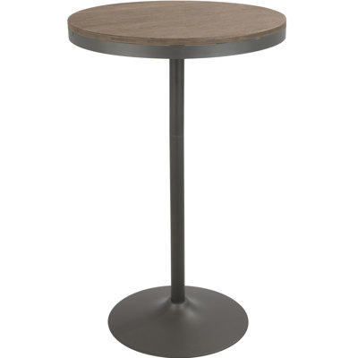 Table industrielle - brun / gris, 27 po x 27 po, structure en métal, hauteur réglable, plateau en bois, salle à manger / bar d'intérieur, surface réglable, carré de 27 po, limite de 100 lb