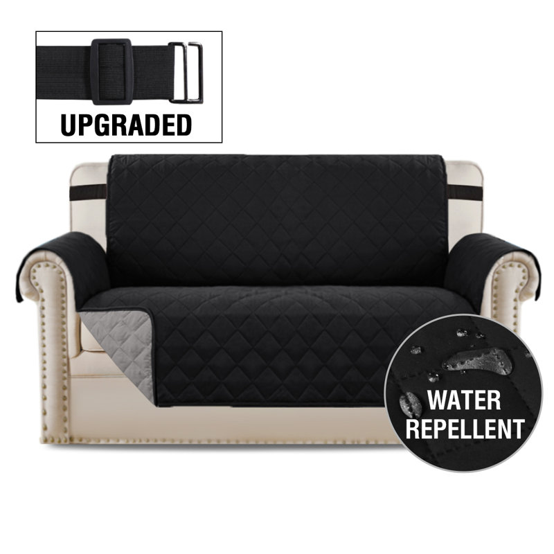 Housse pour fauteuil à coussins carrés/rectangulaires, 100 % polyester noir, H 75 po x l 46 po x P 22 po