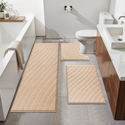 Absorbent Non-Slip Bathroom Mats (Set of 3)