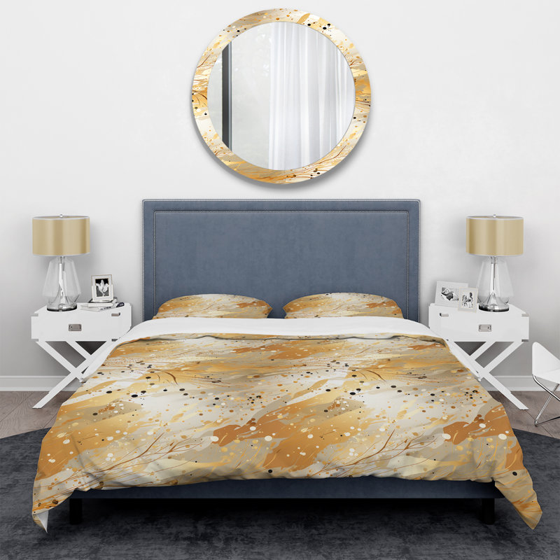 Golden Marble Radiance - Ensemble de housse de couette en marbre, Housse de couette pour très grand lit et 2 très