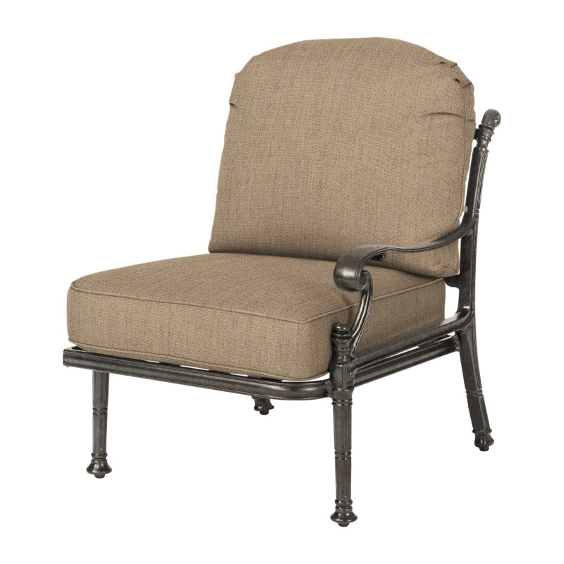 Florence Cushion Left Arm Lounge Chair, Canvas Heather Beige Sunbrella® Canvas, Desert Bronze