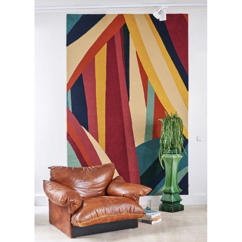 Ipanema Hand Tufted Wool Abstract Area Rug in Green/Red/Yellow, Rectangle 8'2" x 11'6"