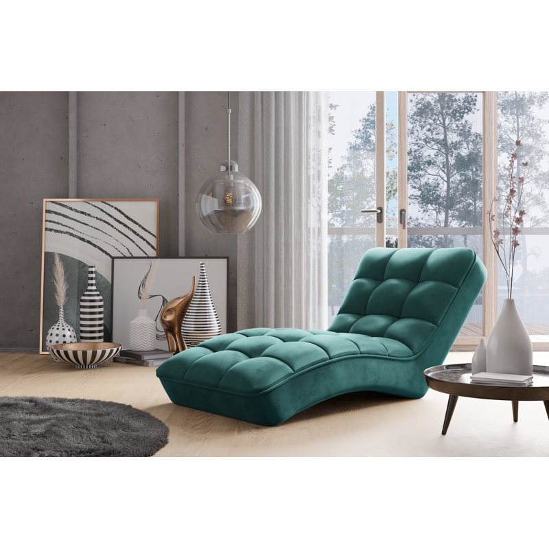 Zakariyya Upholstered Chaise Lounge, Light Green