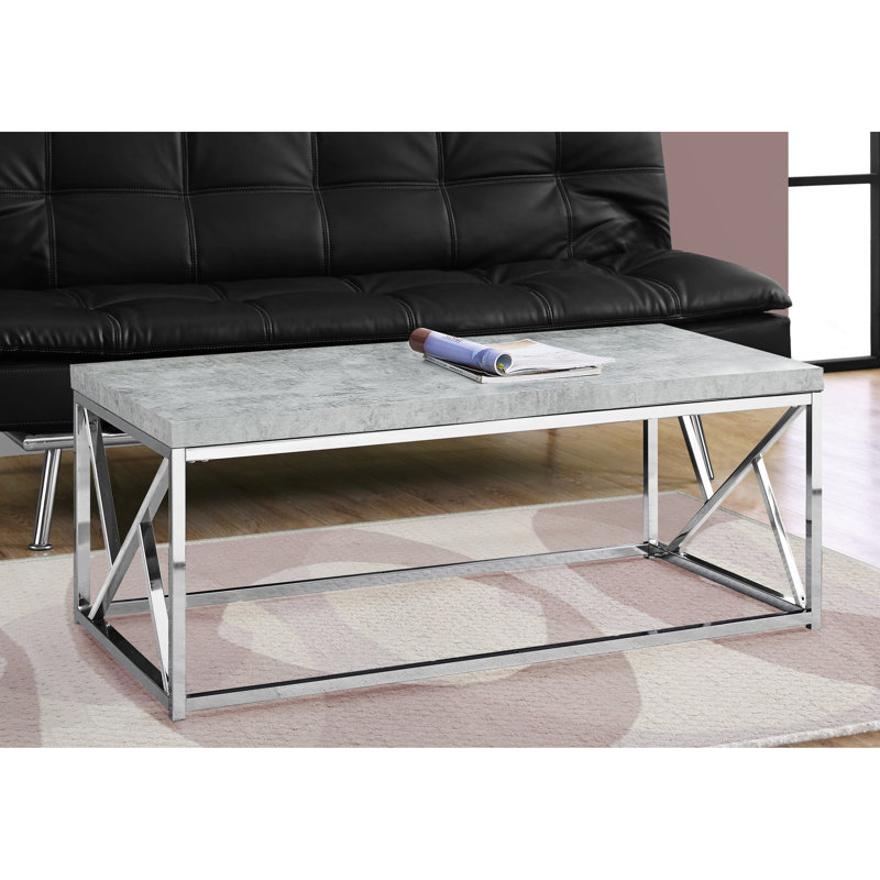 Accent Rectangular Coffee Table, Grey Laminate And Metal Versatile Table In For Various Decor Styles